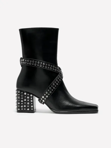 Studded Heel Ankle Boots